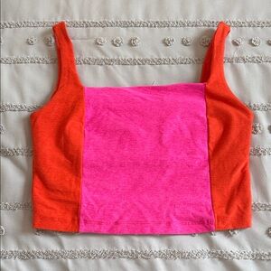 Beyond Yoga Pink and Orange Crop Top